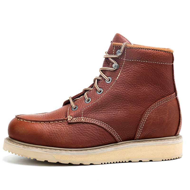 Brown moc-toe Goodyear welt work boot